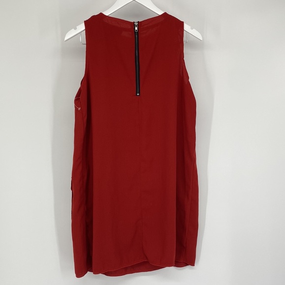 AX Paris Women Sleeveless Zip Back Crew Neck Shift Dress Knee Length Red Size 12 - Picture 2 of 5